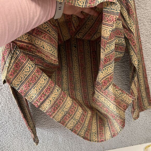 Anokhi Floral Cotton Blouse Indian Block Print Lightweight Boho Top M Medium - Picture 7 of 11